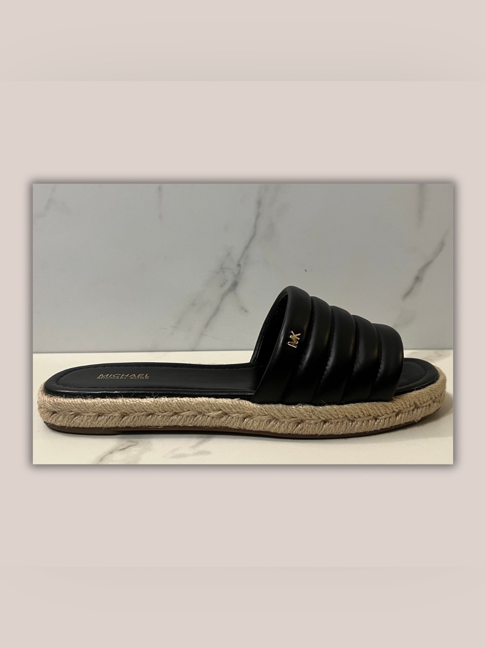 Michael Kors Black Quilted Espadrille Slide | size 9.5